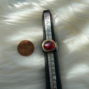 Black resin ring with red stone- size 4
